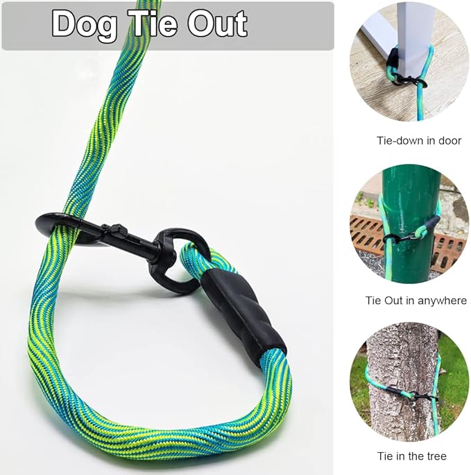 50ft Extra Long Dog Leash Outdoor Rope – Heavy Duty Nylon Tether for Large Dogs