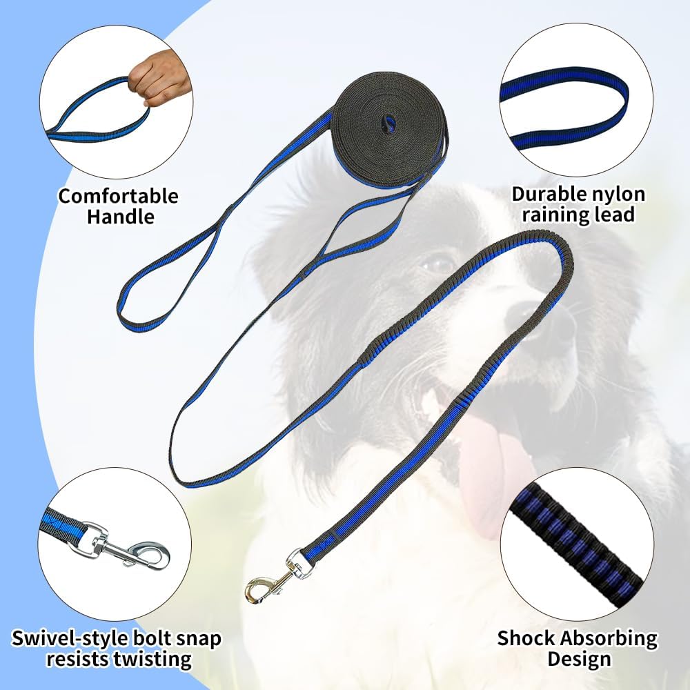 Durable Shock Absorbing Nylon Dog Training Leash – 5m Long Anti-Twist Lead with Padded Handle for Medium & Large Dogs