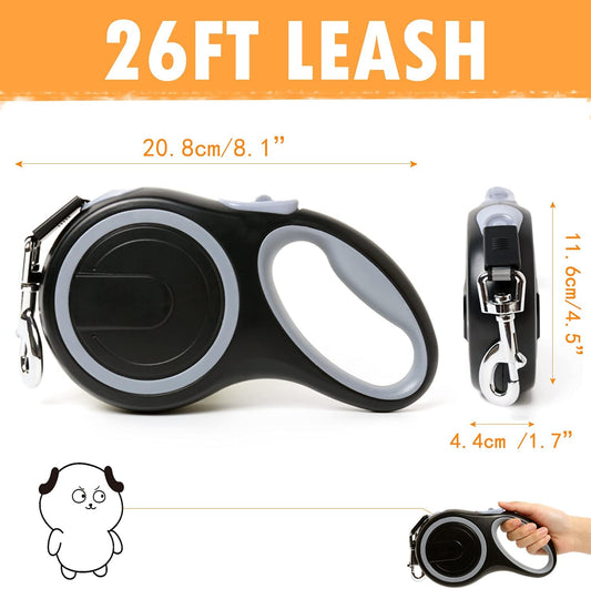 26FT Retractable Dog Leash (Portable & Labor - Saving, Multi - Size Design)
