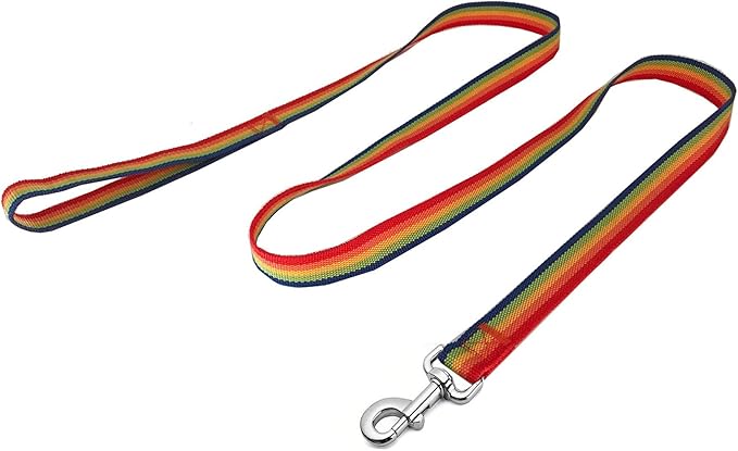 [Rainbow Gradient] Colorful Nylon Dog Leash – Durable Strap with 360° Metal Swivel Hook, Ideal for Small and Medium Dogs