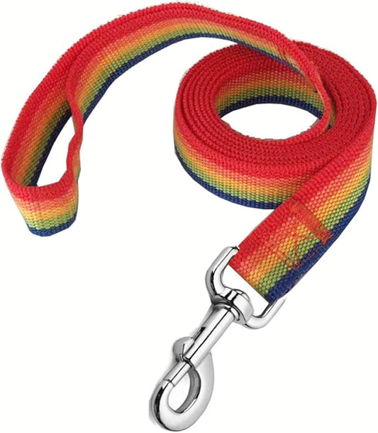 [Rainbow Gradient] Colorful Nylon Dog Leash – Durable Strap with 360° Metal Swivel Hook, Ideal for Small and Medium Dogs