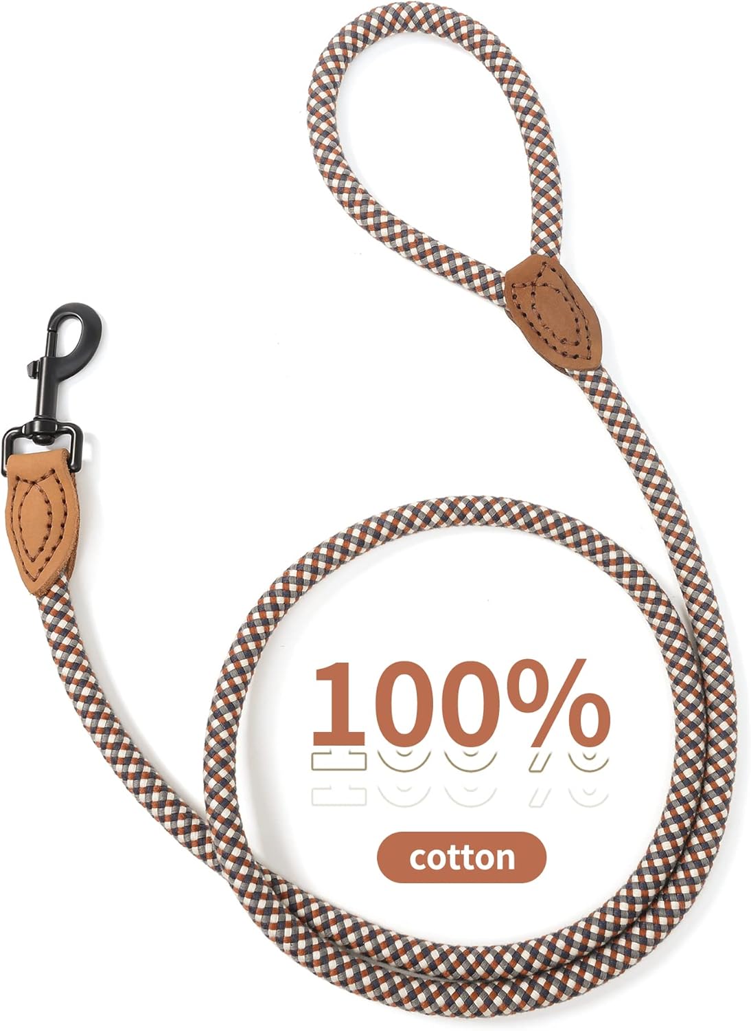[Heavy-Duty Woven] 100% Cotton Dog Leash – Soft & Durable Rope Lead with Comfortable Handle and Reinforced Swivel Hook, Ideal for Small & Medium Dogs