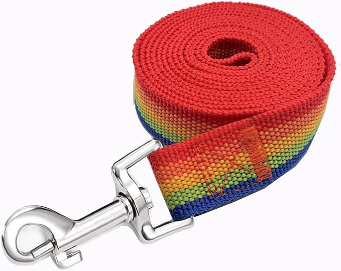 [Rainbow Gradient] Colorful Nylon Dog Leash – Durable Strap with 360° Metal Swivel Hook, Ideal for Small and Medium Dogs