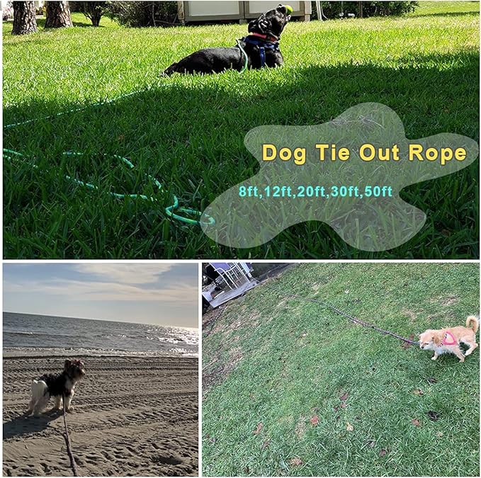 50ft Extra Long Dog Leash Outdoor Rope – Heavy Duty Nylon Tether for Large Dogs