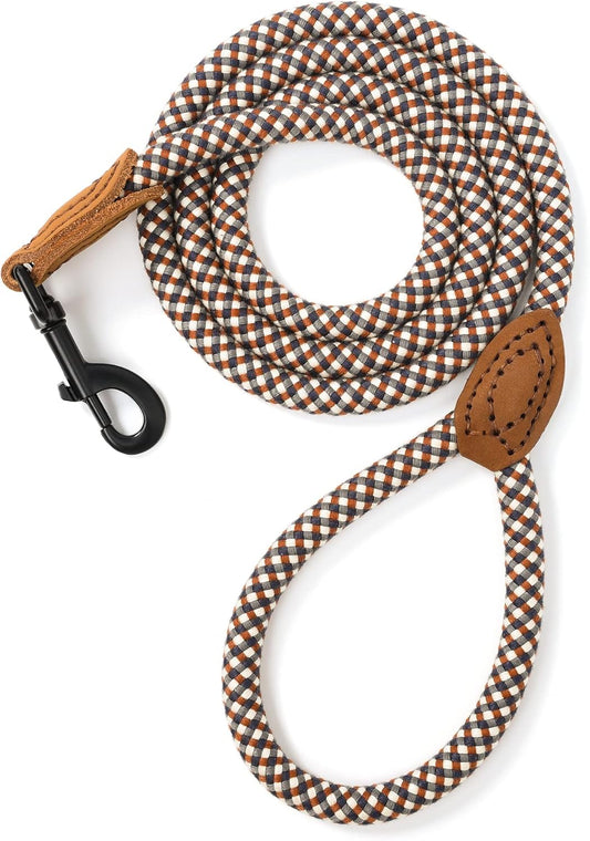 [Heavy-Duty Woven] 100% Cotton Dog Leash – Soft & Durable Rope Lead with Comfortable Handle and Reinforced Swivel Hook, Ideal for Small & Medium Dogs